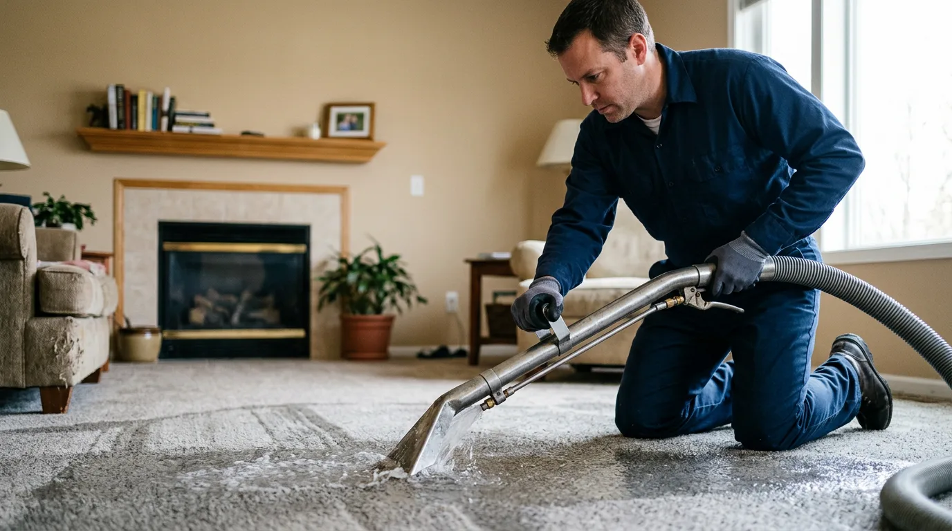 Water damage restoration technician working near Calamus, IA